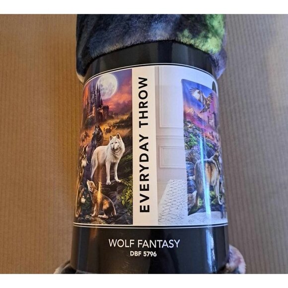 New Wolf Fantasy Throw Blanket Wolves Castle Full Moon Pack Howl Horses Forest - Picture 3 of 3